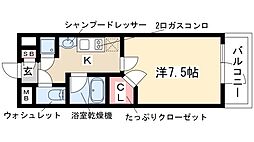 ベルファース川原通 1Kの間取図画像