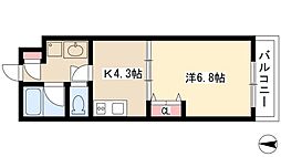SOCIA内山 1Kの間取図画像