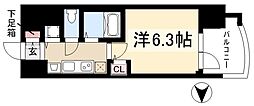 プレサンス桜通グレイス 1Kの間取図画像