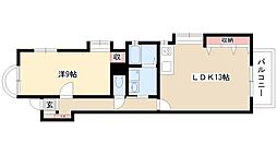 よもぎ台マンション 1LDKの間取図画像