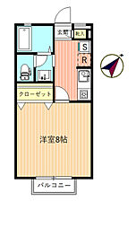 カームヒルズ 1Kの間取図画像