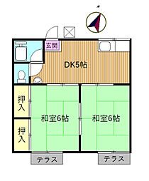 片野コーポ 2DKの間取図画像
