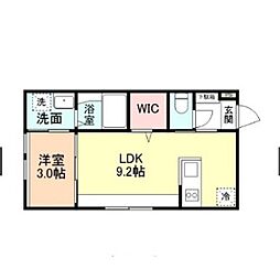 富山市向新庄町4丁目アパート 1LDKの間取図画像