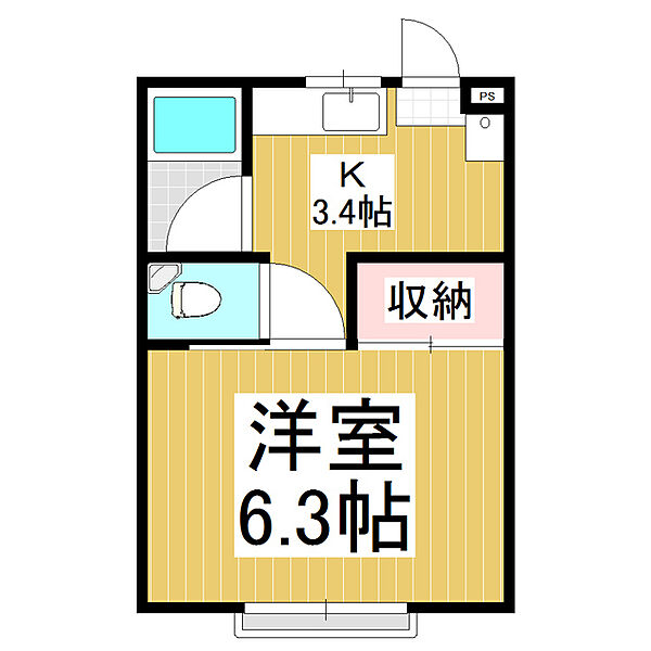 マイ・ルーム 203｜長野県松本市大字水汲(賃貸アパート1K・2階・19.80㎡)の写真 その2