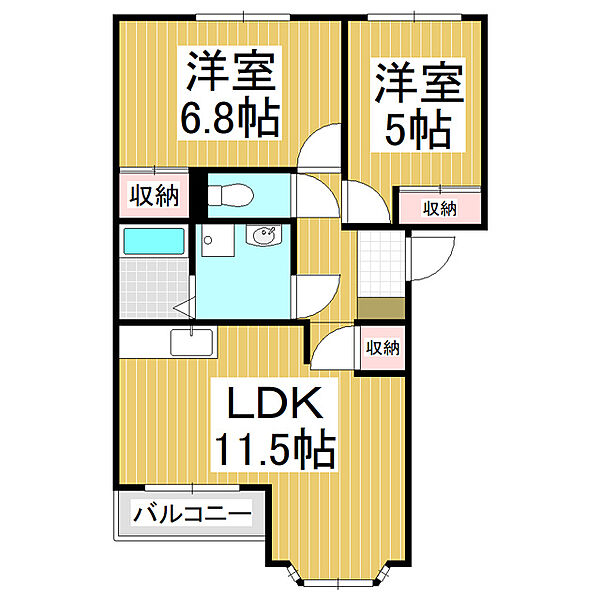 Petit Flat T&K ｜長野県松本市波田(賃貸アパート2LDK・1階・52.80㎡)の写真 その2
