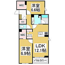 ＲＥＶ・ＭＯ　Ｅｍｅｒａｌｄ  ｜ 長野県松本市笹部2丁目（賃貸マンション2LDK・2階・66.05㎡） その2