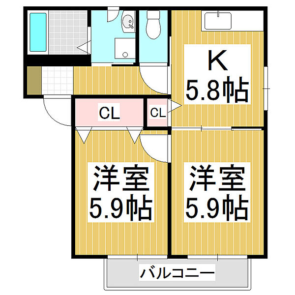 フォレストエバーＩｎｎ　Ｂ棟 ｜長野県松本市波田(賃貸アパート2K・1階・42.80㎡)の写真 その2