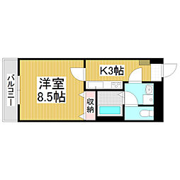 ロンサール竹淵 7階1Kの間取り