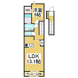 ベラドンナ 2階1LDKの間取り