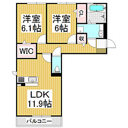 NEXUS D-room　笹部 2階2LDKの間取り
