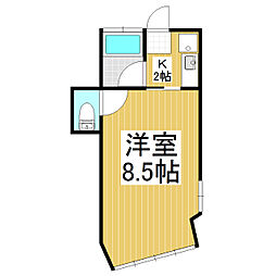 サンビューササヒラ 1Kの間取図画像