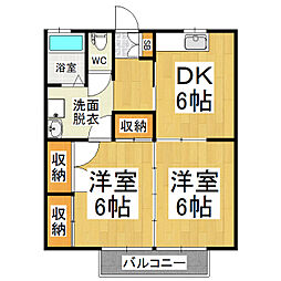 コーポリヴハウス 2LDKの間取図画像