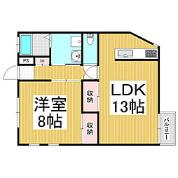 コーポ中川 1LDKの間取図画像