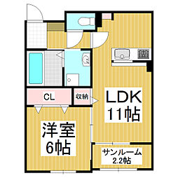 ヒルサイドTM 1LDKの間取図画像