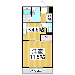 ビュー・クレスト 1Kの間取図画像