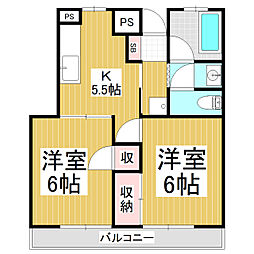 荒川ハイツ 2Kの間取図画像