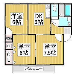 レジデンス葦 3DKの間取図画像