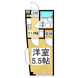 コーポ手塚 1Kの間取図画像