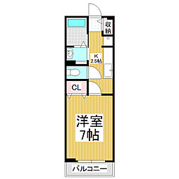 ハチマル 1Kの間取図画像