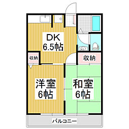 シティハイムサンシャイン 2DKの間取図画像