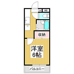 サンサイド7 1Kの間取図画像
