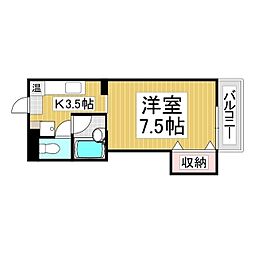 レジデンススミオ 1Kの間取図画像
