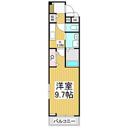 ゼフィールII 1Kの間取図画像