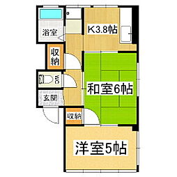 ただちやビル 2Kの間取図画像