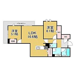 シエル開智 2LDKの間取図画像