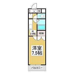パークハイツ島内 1Kの間取図画像