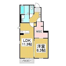 Grande広丘 C棟 1LDKの間取図画像