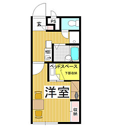 レオパレス希望 1Kの間取図画像