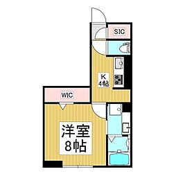 アーバンクレスト桐 1Kの間取図画像