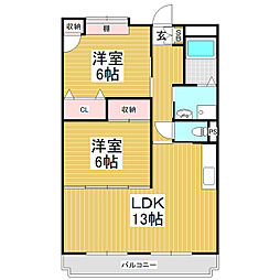リンピア東山 2LDKの間取図画像
