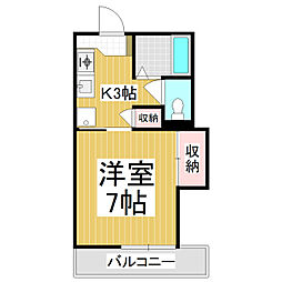 メラ・ベルデS棟 1Kの間取図画像