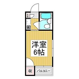 山田ハイツ 1Kの間取図画像