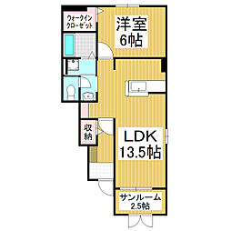 ソレイユ1 1LDKの間取図画像