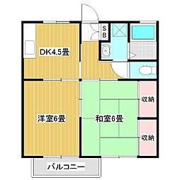 シャルマンはらA 2Kの間取図画像
