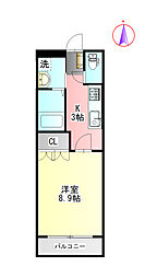 ヴァンベール加納 2階1Kの間取り