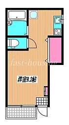 西武多摩湖線 一橋学園駅 徒歩21分の賃貸アパート 1階ワンルームの間取り