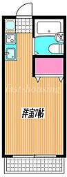 JR中央本線 武蔵小金井駅 徒歩13分の賃貸アパート 2階ワンルームの間取り