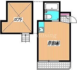 JR中央本線 東小金井駅 徒歩13分の賃貸アパート 2階ワンルームの間取り