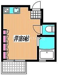 JR総武線 三鷹駅 徒歩4分の賃貸マンション 3階ワンルームの間取り