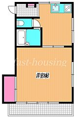 西武多摩川線 新小金井駅 徒歩19分の賃貸アパート 2階1Kの間取り