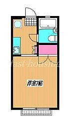 西武多摩川線 新小金井駅 徒歩7分の賃貸アパート 1階1Kの間取り
