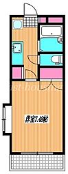西武新宿線 武蔵関駅 徒歩18分の賃貸マンション 2階1Kの間取り