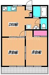 JR中央本線 武蔵小金井駅 徒歩19分の賃貸アパート 1階2DKの間取り