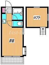 西武新宿線 武蔵関駅 徒歩8分の賃貸アパート 2階ワンルームの間取り