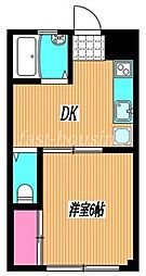 JR中央本線 東小金井駅 徒歩12分の賃貸マンション 1階1DKの間取り