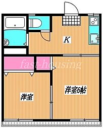 京王井の頭線 三鷹台駅 徒歩7分の賃貸マンション 2階2Kの間取り